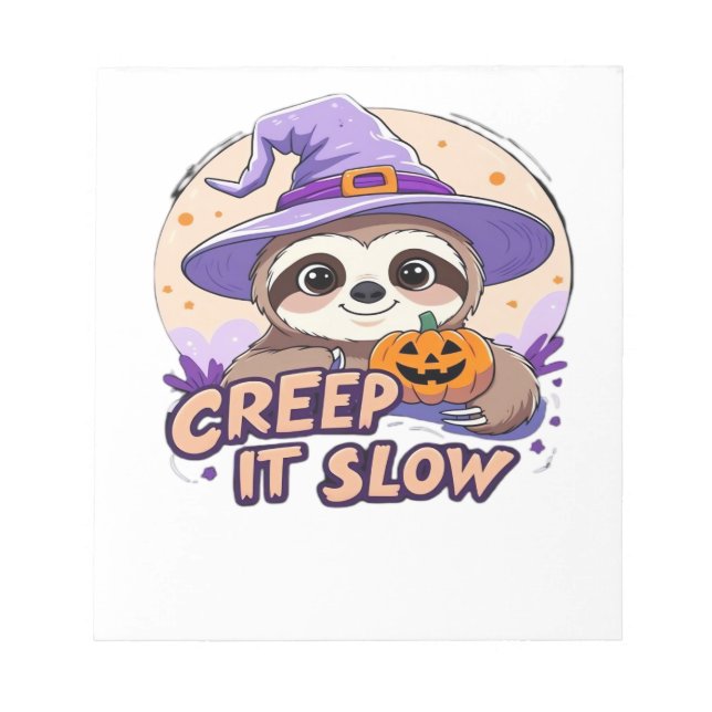 Cute Sloth Halloween Shirt � Funny Creep It Slow W Notizblock (Vorderseite)