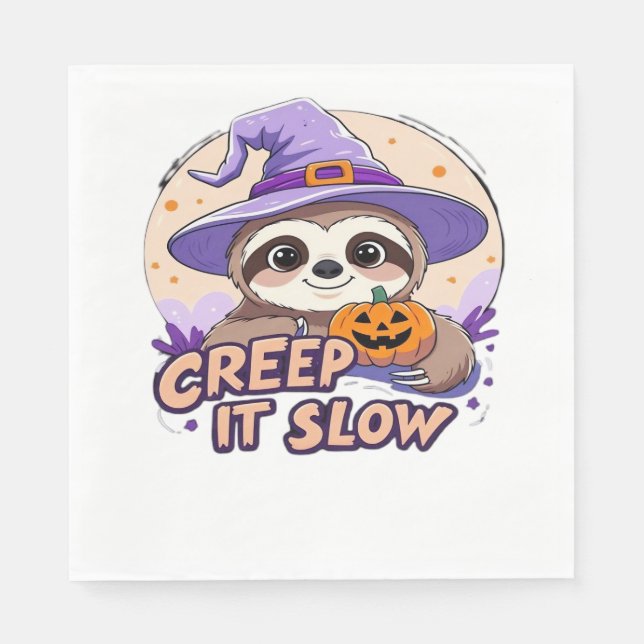 Cute Sloth Halloween Shirt � Funny Creep It Slow W Serviette (Vorderseite)