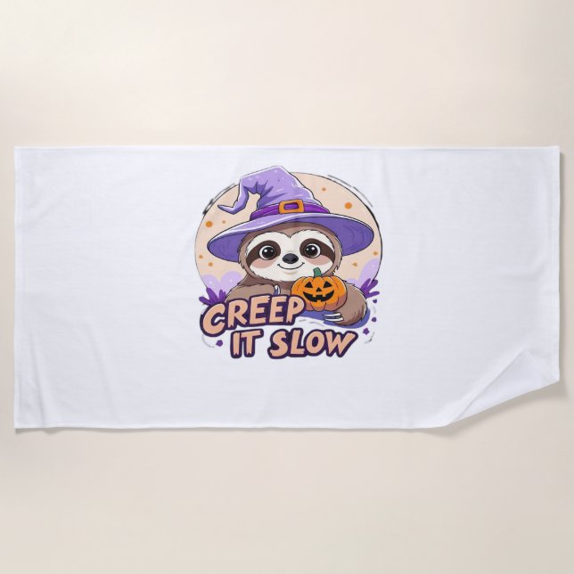 Cute Sloth Halloween Shirt � Funny Creep It Slow W Strandtuch (Vorderseite)