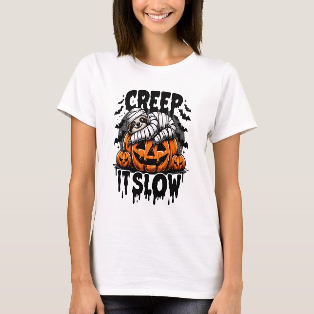 Cute Sloth Happy Halloween T-Shirt (Vorderseite)