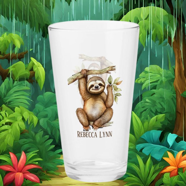 Cute sloth lovers add name glas (Von Creator hochgeladen)