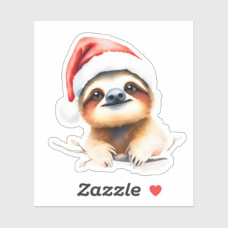 Cute Sloth Wearing A Santa hat Aufkleber