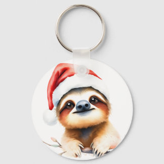 Cute Sloth Wearing Santa Hat Schlüsselanhänger