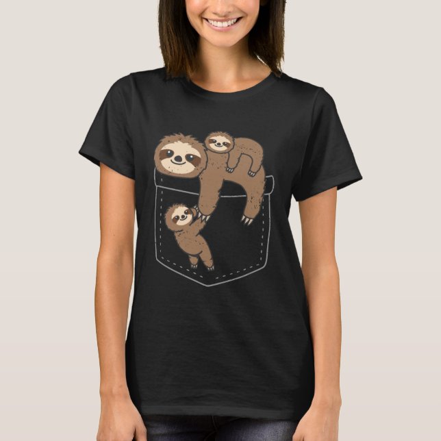 Cute Sloths In Pocket Lazy Sloth  Animal Owner Gra T-Shirt (Vorderseite)