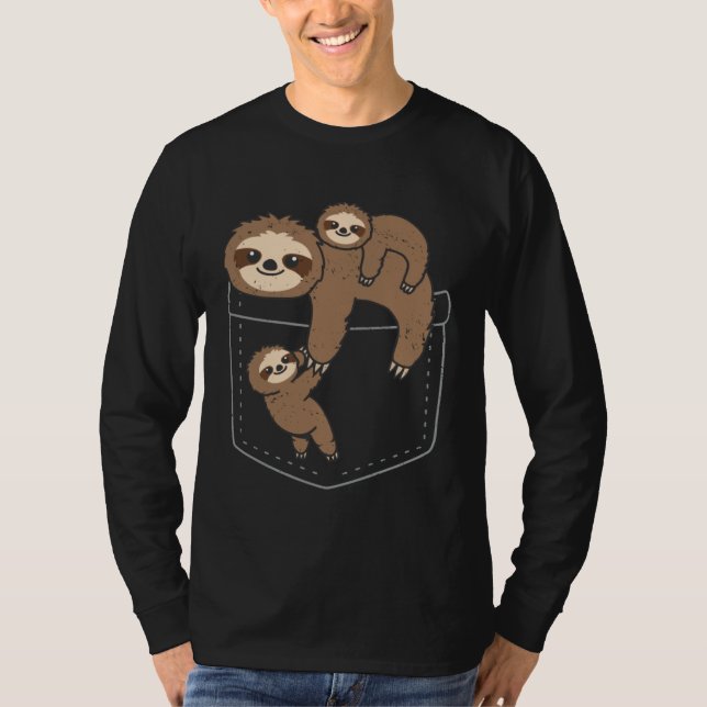 Cute Sloths In Pocket Lazy Sloth  Animal Owner Gra T-Shirt (Vorderseite)