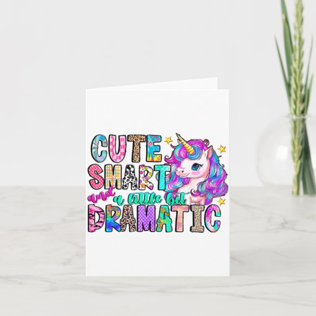 Cute Smart And A Little Bit Dramatic Funny Unicorn Karte (Vorderseite)