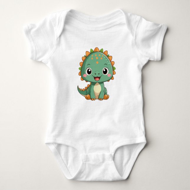 Cute Smiling Baby Dinosaur Bodysuit Baby Strampler (Vorderseite)