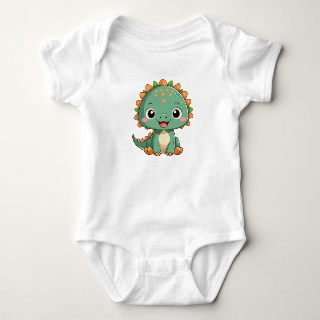 Cute Smiling Baby Dinosaur Bodysuit Strampler (Vorderseite)