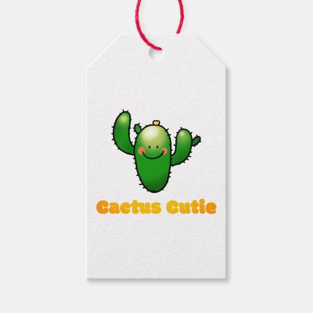 Cute Smiling Cactus Illustration Geschenkanhänger (Vorderseite)