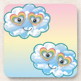 Cute Smiling Cloud Hard plastic coaster Getränkeuntersetzer