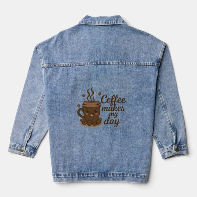 Cute Smiling Coffee Art Denim Jacket Jeansjacke (Rückseite)