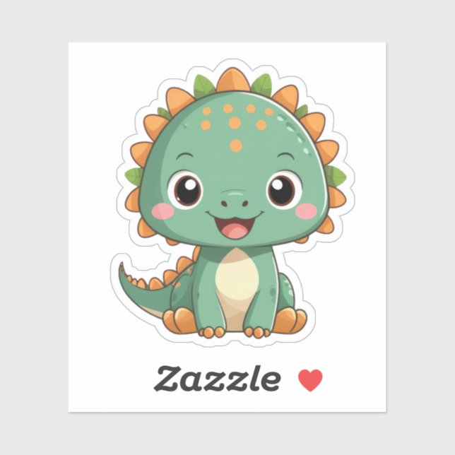 Cute Smiling Dinosaur Illustration Vinyl Sticker (Blatt)