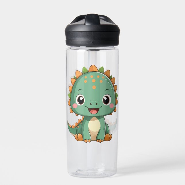 Cute Smiling Dinosaur Kids Water Bottle Trinkflasche (Vorderseite)