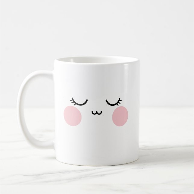 Cute Smiling Face Mug  Modern Aesthetic Kaffeetasse (Links)