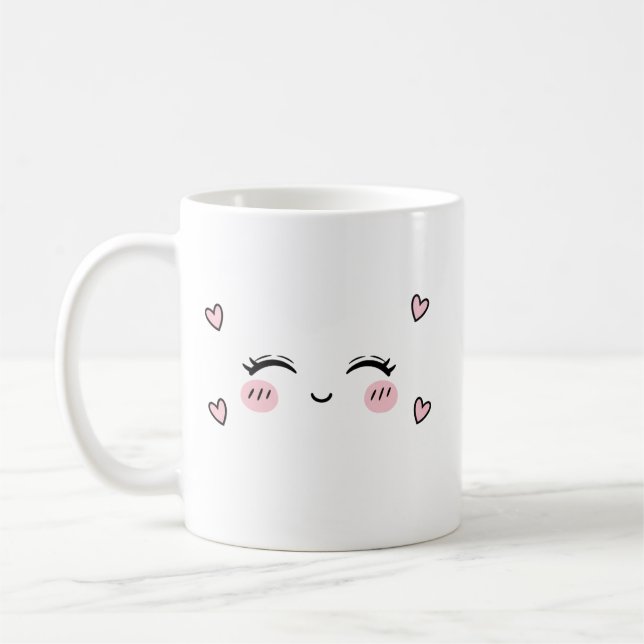 Cute Smiling Face Mug  Soft Heart Aesthetic Kaffeetasse (Links)