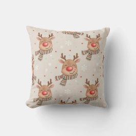 Cute Smiling Reindeer Christmas Throw Pillow Kissen