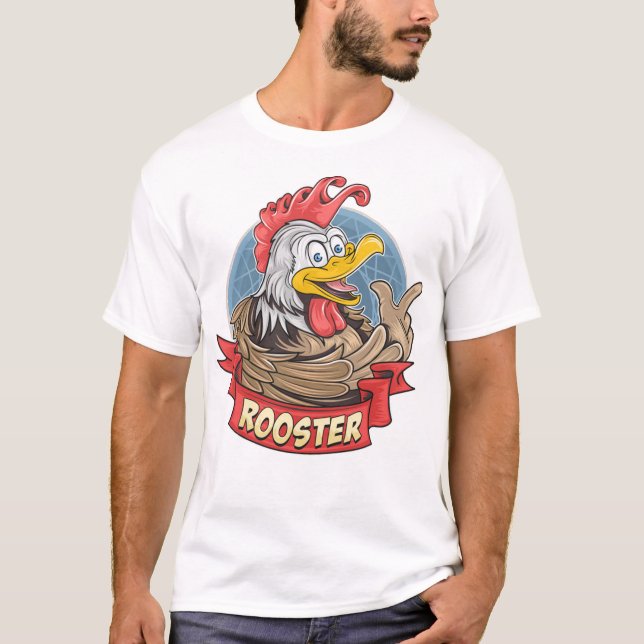 Cute smiling rooster or chicken with funny face T-Shirt (Vorderseite)