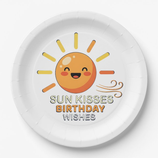 Cute Smiling Sun Birthday Party Paper Plates Pappteller (Vorderseite)