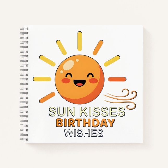 Cute Smiling Sun Birthday Wishes Spiral Notebook Notizbuch (Vorderseite)