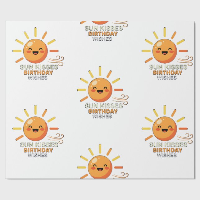 Cute Smiling Sun Birthday Wishes Wrapping Paper Geschenkpapier (Flach)