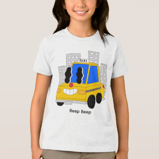 Cute Smiling Taxi Cartoon – Funny City Car Charact Tri-Blend Shirt