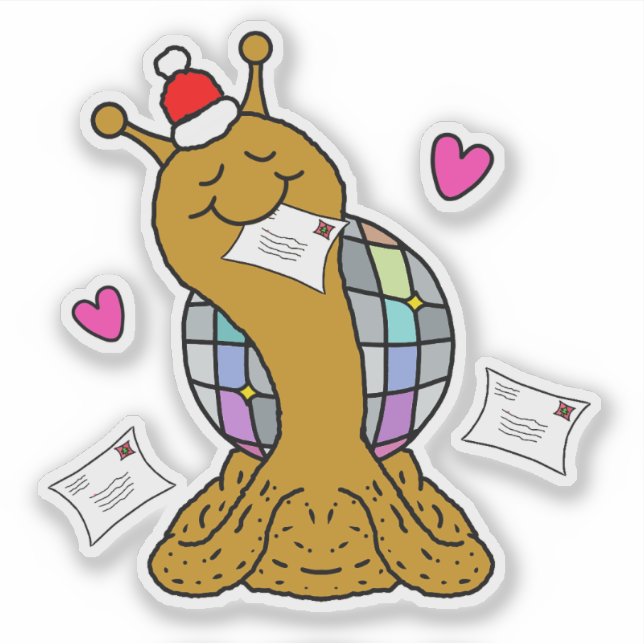 Cute Snail Disco Mail Christmas Vinyl Sticker (Vorderseite)