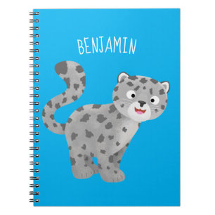 Cute snow leopard cartoon illustration notizblock