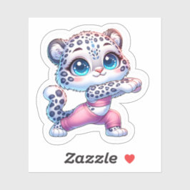 Cute Snow Leopard Making Yoga Aufkleber