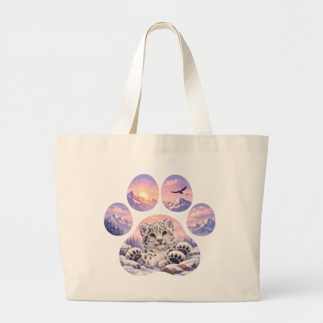 Cute Snow Leopard Paw Mountain Design Jumbo Stoffbeutel (Vorne)