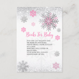 Cute Snowflake Pink & Silver Baby's Book Request Begleitkarte