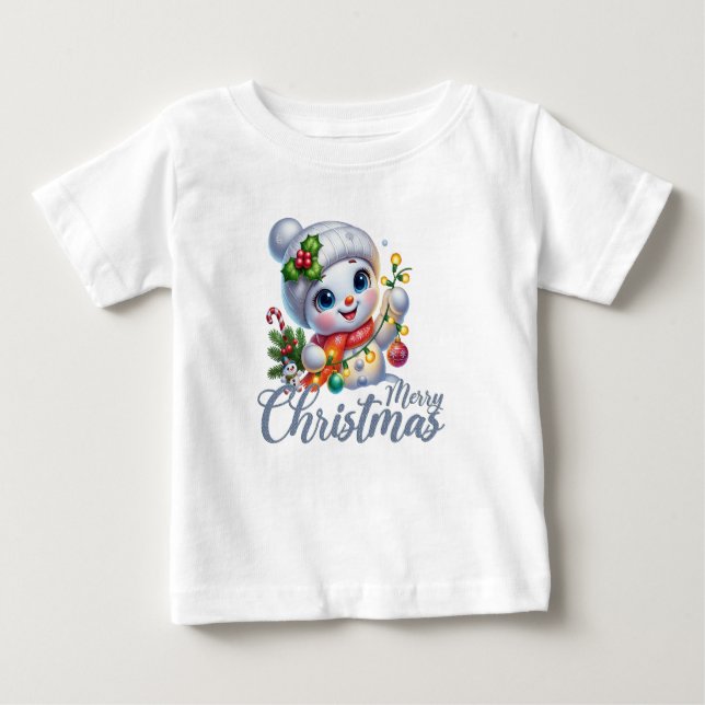 Cute Snowgirl Merry Christmas Lights Tee (Vorderseite)
