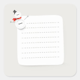 Cute Snowman Button Design Holiday Note Sticker