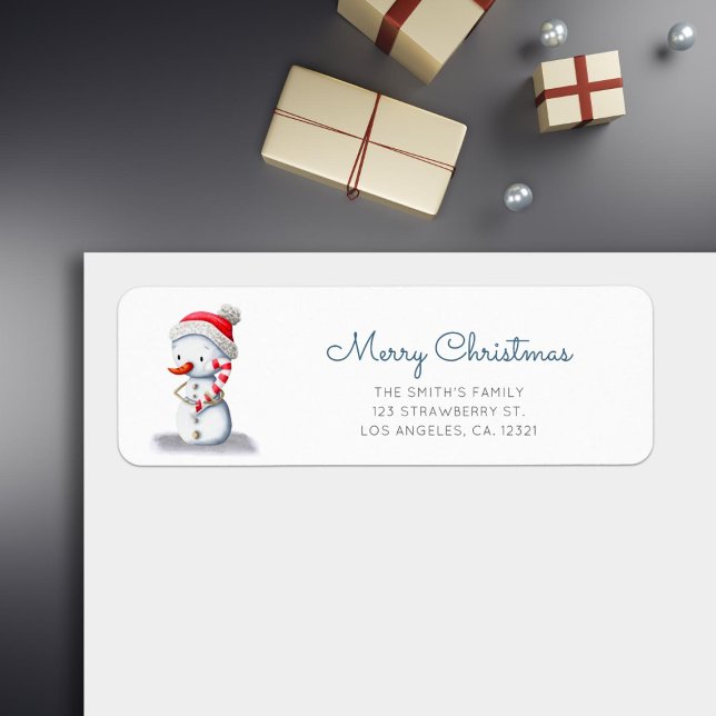 Cute Snowman Candy Cane Christmas Return Address (Von Creator hochgeladen)