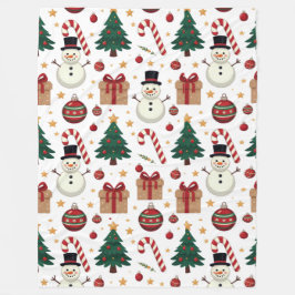 Cute Snowman & Candy Cane Christmas Throw Blanket  Fleecedecke