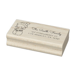 Cute Snowman Candy Cane Return Address Gummistempel
