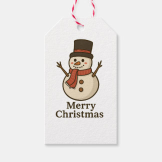 Cute Snowman Christmas Gift Tag - Front & Design Geschenkanhänger