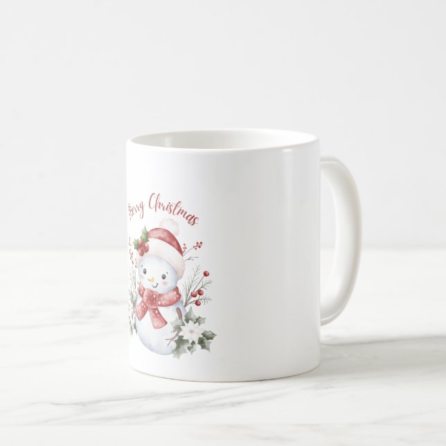 Cute Snowman Christmas Mug Kaffeetasse (VorderseiteRechts)