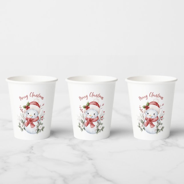 Cute Snowman Christmas Paper cup Pappbecher (Multi)