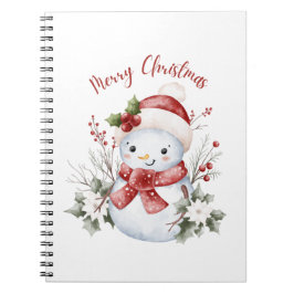 Cute Snowman Christmas Spiral Photo Notebook Notizblock