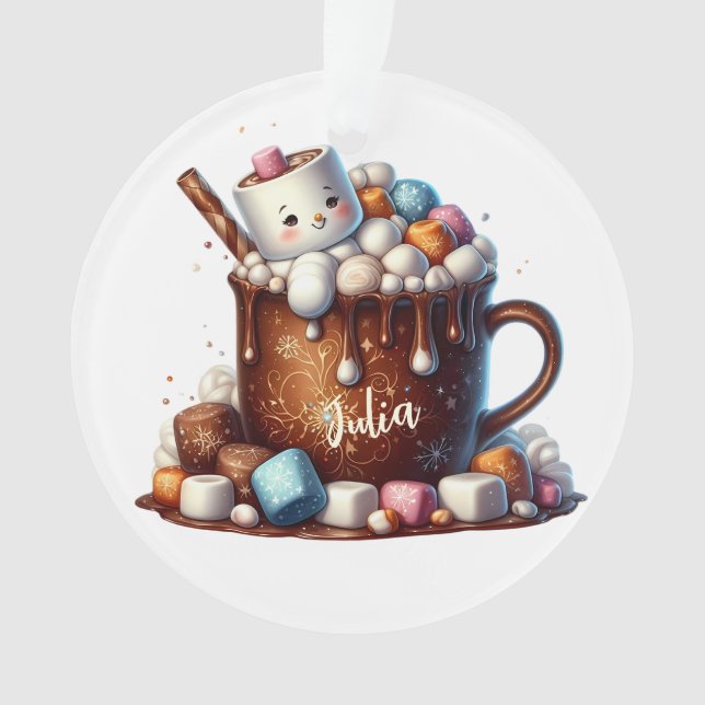Cute Snowman Cocoa Design  Ornament (Vorderseite)