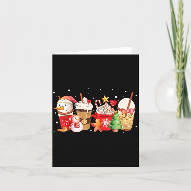 Cute Snowman Coffee Lover Latte Gingerbread Funny  Karte (Vorderseite)