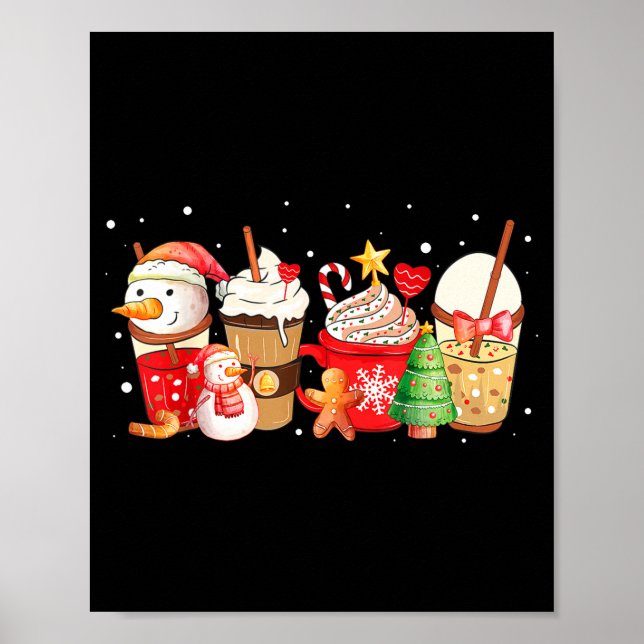 Cute Snowman Coffee Lover Latte Gingerbread Funny  Poster (Vorne)
