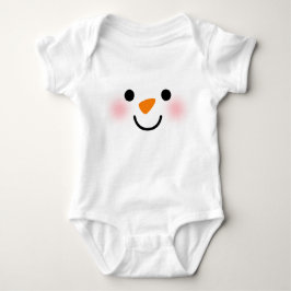 Cute Snowman Face & Snowflake Design Baby Strampler