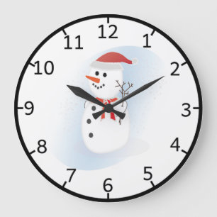 Cute Snowman Große Wanduhr