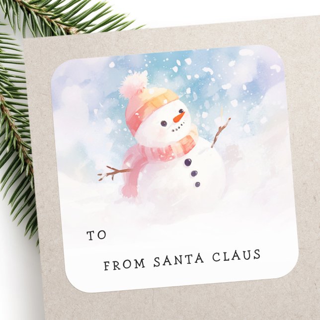 Cute snowman illustration to from gift tag sticker (Cute snowman illustration to from gift tag sticker)