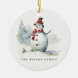 Cute Snowman Let It Snow Christmas 1 Photo Keramik Ornament