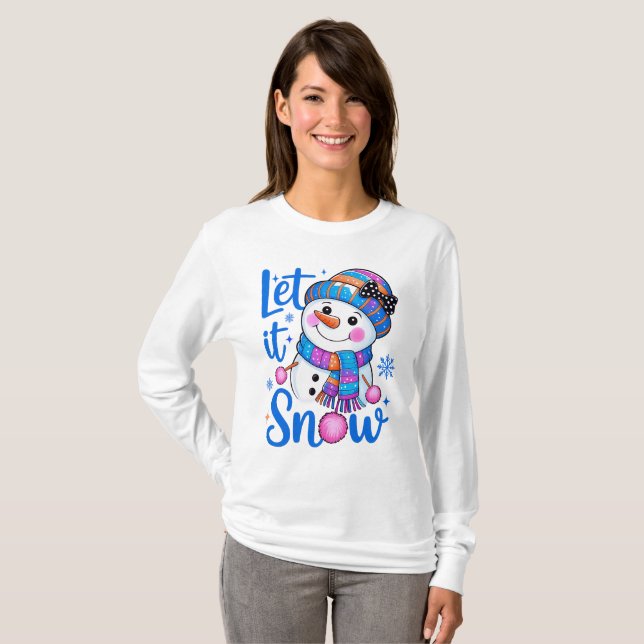 Cute Snowman “Let It Snow” T-Shirt Design (Vorne ganz)