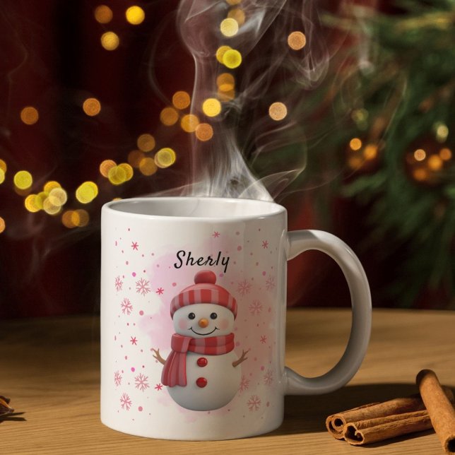 Cute Snowman Personalized Name Christmas Kaffeetasse (Von Creator hochgeladen)