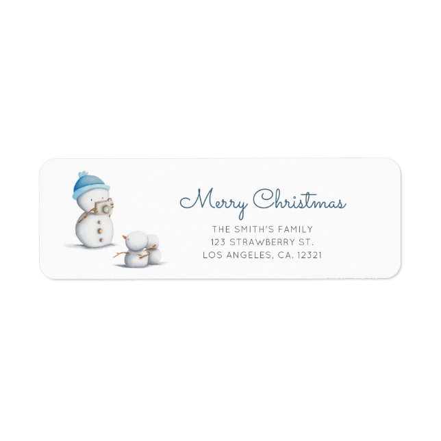 Cute Snowman Photography Christmas Return Address (Vorne)