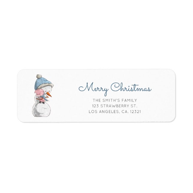 Cute Snowman Pig Return Address (Vorne)